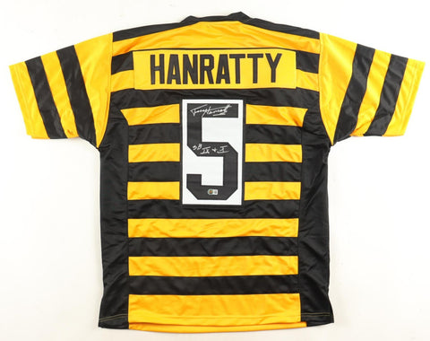 Terry Hanratty Signed Pittsburgh Steelers Bumble Bee Jersey "SB IX & X"(Beckett)