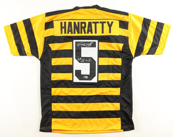 Terry Hanratty Signed Pittsburgh Steelers Bumble Bee Jersey "SB IX & X"(Beckett)