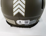 Terry Bradshaw Signed Pittsburgh Steelers Salute to Service Mini Helmet /Beckett