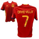 David Villa Signed Spain FC Home Soccer Jersey #7 with Beckett COA