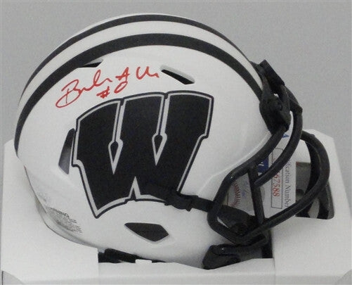 Badgers BRAELON ALLEN Signed Riddell LUNAR Speed Mini Helmet AUTO - JSA