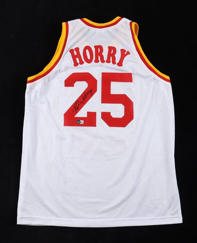 Robert Horry Signed Houston Rockets White Jersey (Beckett) 7xNBA Champion.
