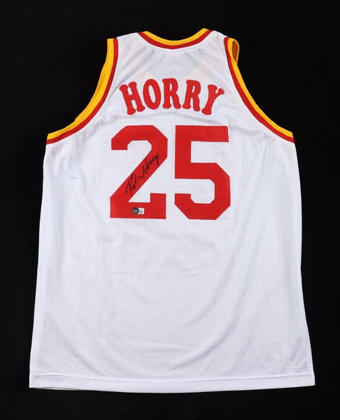 Robert Horry Signed Houston Rockets White Jersey (Beckett) 7xNBA Champion.
