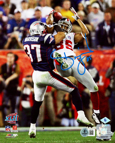 DAVID TYREE AUTOGRAPHED 8X10 PHOTO GIANTS SUPER BOWL CATCH BECKETT QR 247914