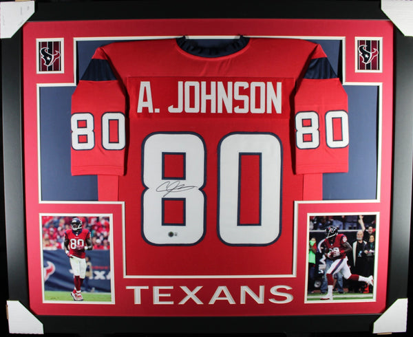 ANDRE JOHNSON (Texans red SKYLINE) Signed Autographed Framed Jersey Beckett