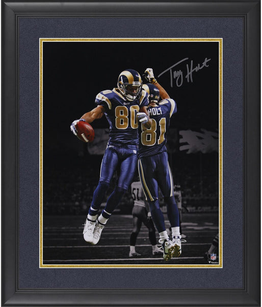 Torry Holt St. Louis Rams FRMD Signed 16x20 Celebration with Issac Bruce Photo