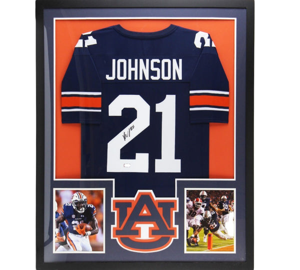 Kerryon Johnson Signed Auburn Tigers Large Framed Blue NCAA Jersey