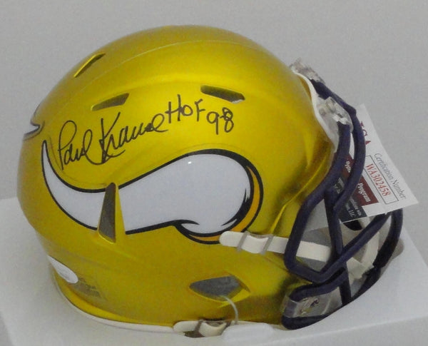 Vikings PAUL KRAUSE Signed Riddell FLASH Speed Mini Helmet AUTO w/ HOF 98 JSA