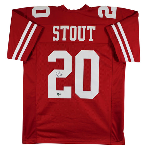 Upton Stout Authentic Signed Red Pro Style Jersey Autographed BAS