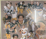 Signed USM Framed Lithograph Print 32 Sigs- Brett Favre/Ray Guy/R Collier -JSA