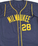 ANDREW VAUGHN Brewers Infielder Signed Custom Replica Blue Jersey AUTO - JSA