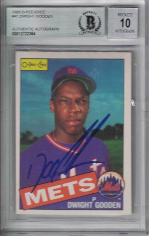 Dwight Gooden Signed 1985 O-Pee-Chee #41 Rookie Card BAS 10 Slab 30632