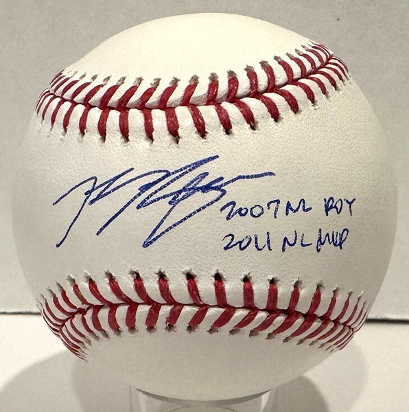 Brewers RYAN BRAUN Signed Official MLB Baseball AUTO w/ "07 ROY & 11 MVP" - BAS