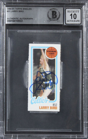 Larry Bird Authentic Signed 1980 Topps Singles #31 Card Auto Gem 10! BAS Slabbed