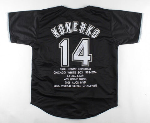 Paul Konerko Chicago White Sox Signed Career Stat Jersey (JSA COA) 1st Baseman