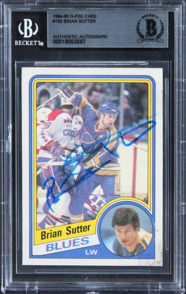 Blues Brian Sutter Authentic Signed 1984 O-Pee-Chee #192 Card BAS Slabbed