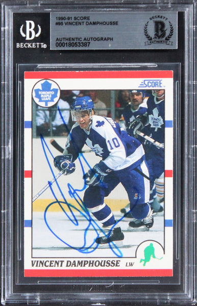 Maple Leafs Vincent Damphousse Authentic Signed 1990 Score #95 Card BAS Slabbed