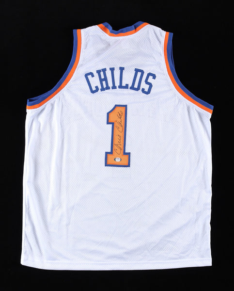 Chris Childs Signed Knicks Jersey (PSA QR) New York Point Guard (1994-2001)