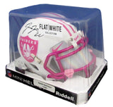 Josh Jacobs Signed/Auto Raiders Flat/White Pink Cancer Mini Helmet JSA 200943