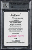 Magic Johnson "HOF 2002" Signed 2020 NT PP Magenta #36 Card Auto 10 BAS Slabbed