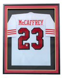 Christian McCaffrey San Francisco Signed Framed White Football Jersey JSA