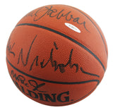 Jack Nicholson, Kareem Abdul-Jabbar & Magic Johnson Signed Basketball BAS LOA