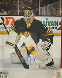 Jeremy Swayman in Goal Boston Bruins Autographed 11x14 Hockey Photo JSA PSA