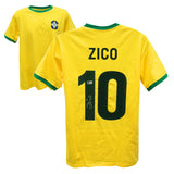 Zico Signed Vintage Brazil FC Home Soccer Jersey #10 with Beckett COA