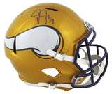 Vikings Justin Jefferson Signed Flash Full Size Speed Rep Helmet w/ Case BAS Wit