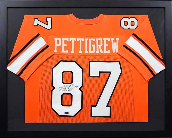 BRANDON PETTIGREW SIGNED OKLAHOMA STATE COWBOYS #87 ORANGE FRAMED JERSEY COA