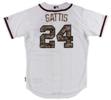 Evan Gattis Signed Game Issue Atlanta Braves Memorial Day Jersey -Game Used Insc