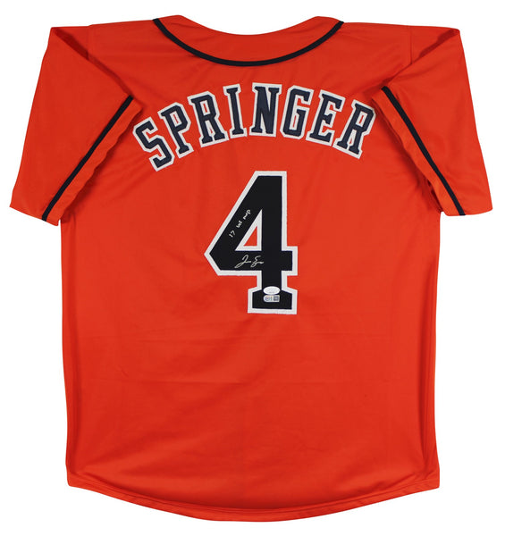 George Springer "17 WS MVP" Authentic Signed Orange Pro Style Jersey JSA