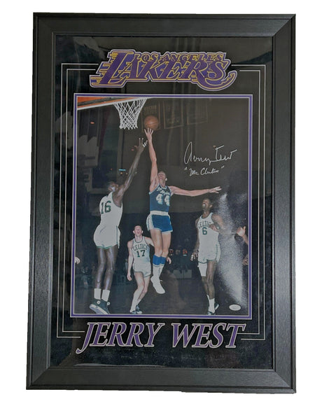 Jerry West Autographed "Mr. Clutch" 16x20 Framed Photo - LA Lakers JSA COA