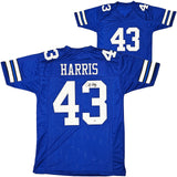 DALLAS COWBOYS CLIFF HARRIS AUTOGRAPHED SIGNED BLUE JERSEY PSA/DNA STOCK #216613