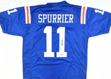 Steve Spurrier Autographed Blue College Style Jersey- Beckett W Hologram *Black