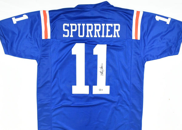 Steve Spurrier Autographed Blue College Style Jersey- Beckett W Hologram *Black