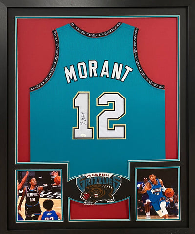 Ja Morant Autographed Signed Framed Memphis Grizzlies BR Jersey JSA