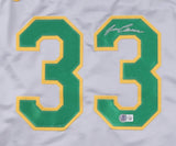 Jose Canseco Signed Athletics Jersey (Beckett) 2xWorld Series Champ/ Oakland A's
