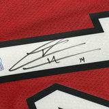 Framed Autographed/Signed Tyler Herro 33x42 Miami Heat Red Jersey Fanatics COA