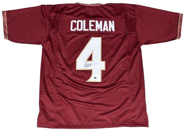 KEON COLEMAN AUTOGRAPHED SIGNED FLORIDA STATE SEMINOLES #4 JERSEY BECKETT