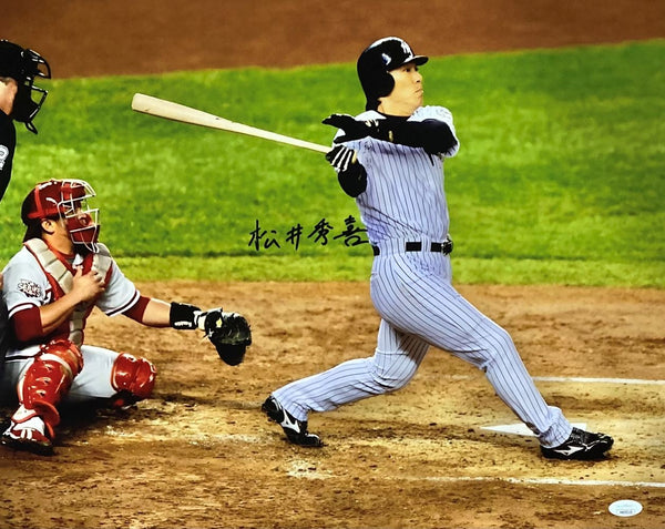 Hideki Matsui Signed In Kenji 16x20 New York Yankees 2009 World Series Photo JSA