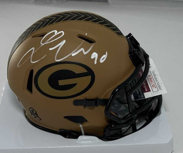 Packers LUKAS VAN NESS Signed 2023 SALUTE to SERVICE Speed Mini Helmet AUTO JSA