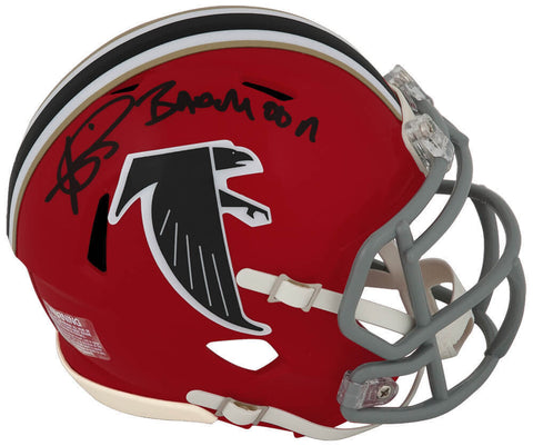 Andre Rison Signed Falcons T/B Red Riddell Speed Mini Helmet w/Bad Moon (SS COA)