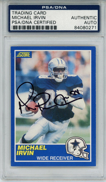Michael Irvin Autographed 1989 Score #18 Rookie Card PSA Slab 43595