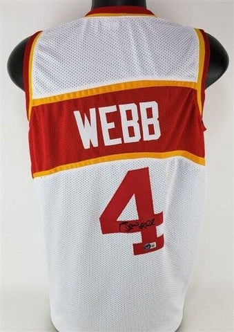 Spud Webb Signed Atlanta Hawks Jersey (Beckett) 1986 Slam Dunk Champion