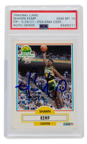 Shawn Kemp Signed 1990 Fleer #178 Seattle Supersonics Basketball PSA/DNA Auto