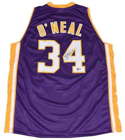 LOS ANGELES LAKERS SHAQUILLE O'NEAL SIGNED #34 PURPLE BASKETBALL JERSEY BECKETT