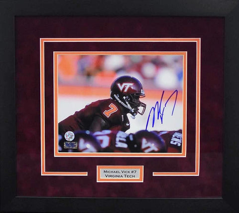 MICHAEL VICK SIGNED VIRGINIA TECH HOKIES 8x10 FRAMED PHOTO COA