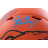 John Elway Autographed Denver Broncos Rave Mini Helmet Beckett Witness 55214