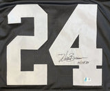 Willie Brown Oakland Signed Black Football Jersey HOF 84 BAS